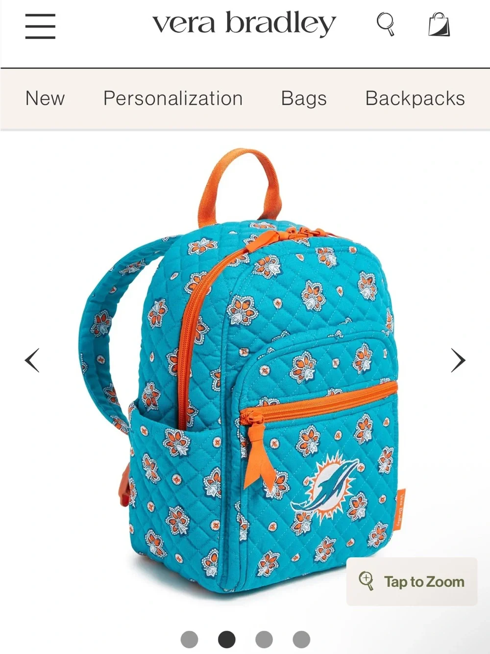 Vera Bradley NFL Dolphins Mini Backpack BRAND NEW W TAGS